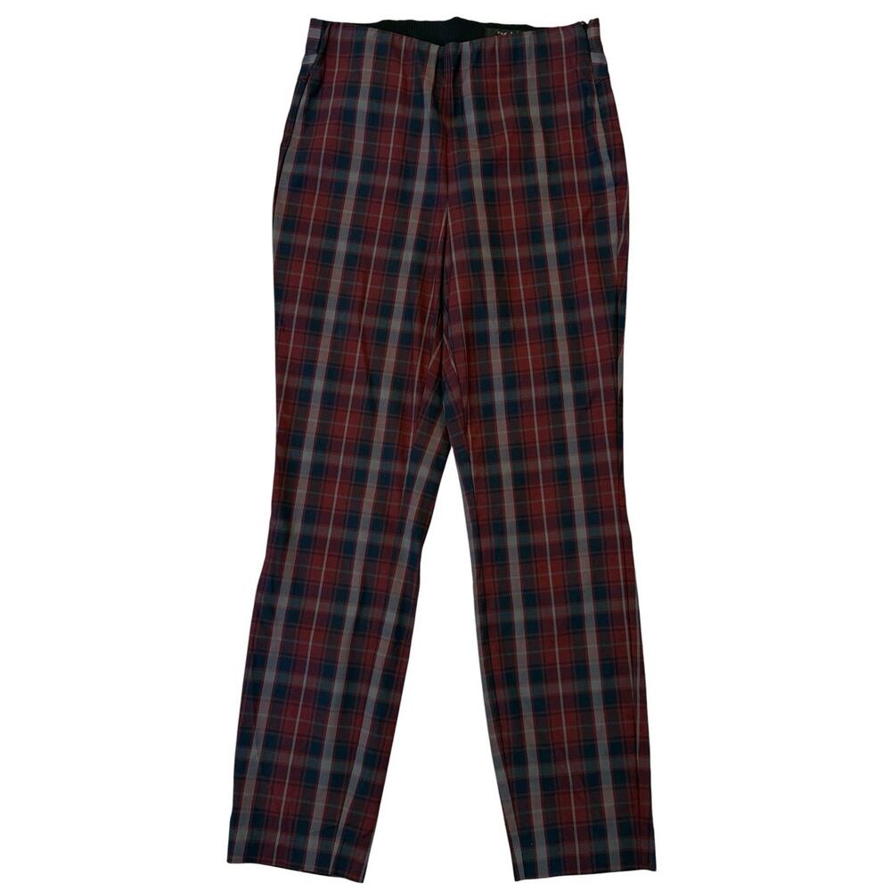 Rag & Bone Simone Pant Trousers Burgundy Plaid Check Cropped Side Zip Size 6 NEW - Picture 4 of 12